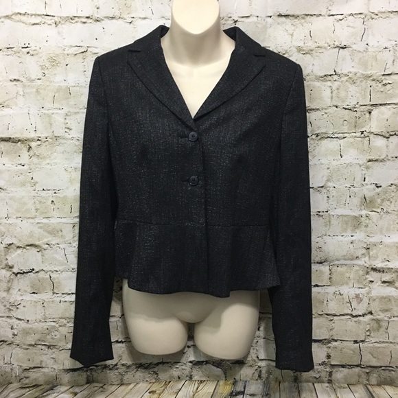 Ann Taylor Black Woven Wool Blend Peplum Blazer - Picture 1 of 5